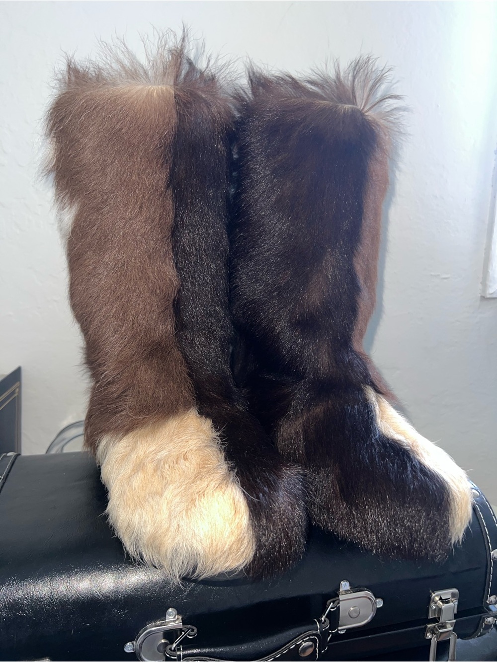 Women’s Brown and Cream Fur Winter Boots - Cozy Tall Boot